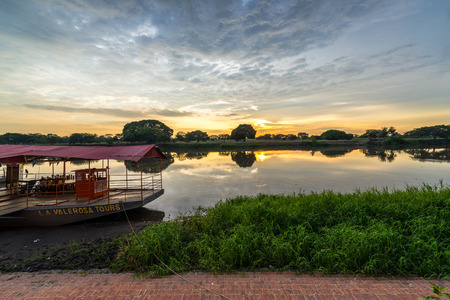MOMPOX, COLOMBIA - MAY 27: Sunrise over the Magdalena River in Mompox, Colombia on May 27, 2016のeditorial素材