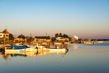 RIO LAGARTOS, MEXICO - FEBRUARY 14: Early morning view of the port in Rio Lagartos, Mexico on February 14, 2017のeditorial素材