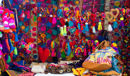 OAXACA, MEXICO - MARCH 4: Colorful souvenirs for sale in a market in Oaxaca, Mexico on March 4, 2017のeditorial素材