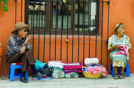 OAXACA, MEXICO, MARCH 4: Old couple in the street in Oaxaca, Mexico on March 4, 2017