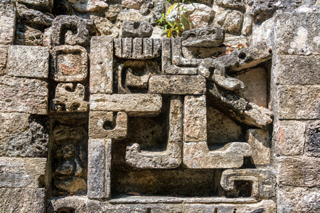 Details of Mayan ruins of Chicanna, Mexicoの写真素材