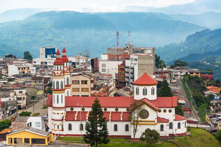 View of Our Lady of the Rosary church in Manizales, Colombiaのeditorial素材