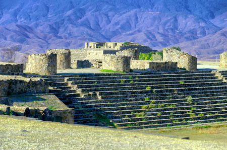 Monte Alban Sunken Patio ruins in Oaxaca, Mexicoの写真素材