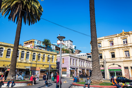 VALPARAISO, CHILE - MAY 31: Activity in a plaza in Valparaiso, Chile on May 31, 2014のeditorial素材