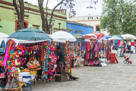 OAXACA, MEXICO - MARCH 4: Row of shops selling arts and crafts in Oaxaca, Mexico on March 4, 2017のeditorial素材