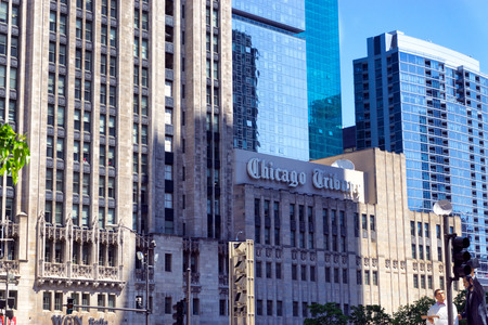 CHICAGO - MAY 12: Tribune Tower, home of the Chicago Tribune in Chicago on May 12, 2017のeditorial素材