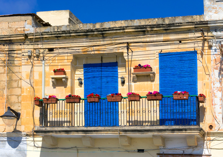 Coloful architecture of a house in Marsaxlokk, Malta.の写真素材