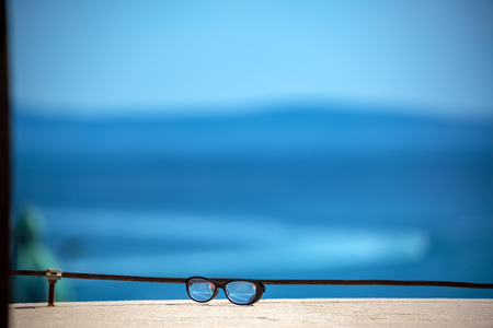 View of a pair of lost glasses seen in Split, Croatiaの写真素材