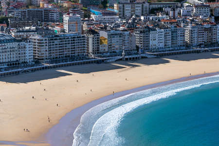 Amazing view of La Concha Beach in San Sebastian, Spainの写真素材