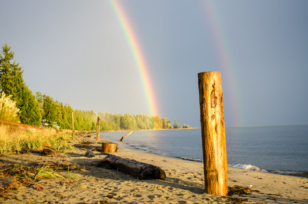 Rainbow on the beachの写真素材