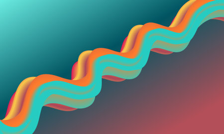 3d colorful abstract wave ribbon background with smooth gradientのイラスト素材