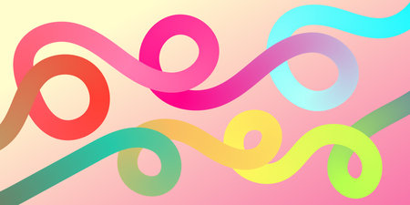 Vibrant abstract background featuring colorful gradient loops, flowing ribbon curves, and smooth...