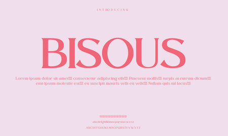 Vector modern typography design template with pink and white colors. Editable stroke.のイラスト素材