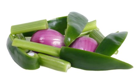 Green pepper, Onion and Celery the Holy Trinity of Louisiana Creole and Cajun cuisineの写真素材