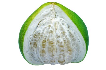 Isolated green pummelo on whiteの写真素材