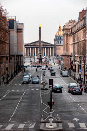 Paris, France - March 17, 2020: 1st day of containment because of Covid-19 pandemic at Place de la Concorde, near Champs Elysees in Parisのeditorial素材