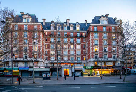 Paris, France - March 26, 2020: Restaurant, brasserie and bar on Boulevard Saint Germain are closed due to epidemic of coronavirus COVID19 in Paris.のeditorial素材