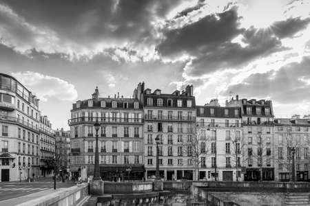 Paris, France - April 9, 2020: Typical Haussmannian buildings near La Tour D'Argent restaurant during containment due to covid-19のeditorial素材