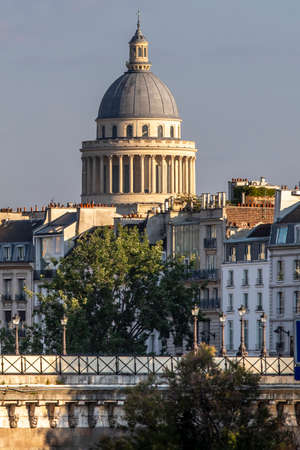 Paris, France - May 14, 2020: View of 'Pont neuf' in foreground, Haussmann buildings in middleground and Pantheon monument in background in Parisのeditorial素材