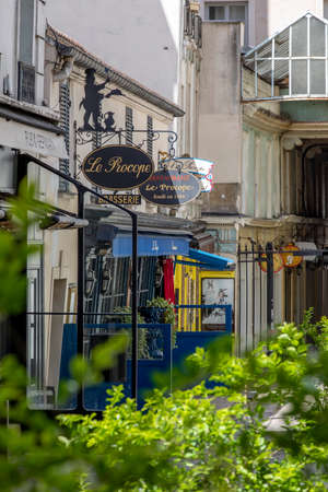 Paris, France - May 23, 2020: Historical Cafe Procope. It is the oldest restaurant of Paris in continuous operation - it was opened in 1686 .のeditorial素材