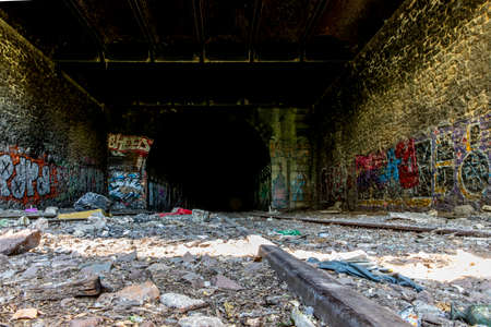 Paris, France - June 2, 2020: View of the old railways of the Petite Ceinture in Paris, arranged as a promenade zoneのeditorial素材