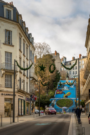 Blois, France - December 26, 2020: Typical old buildings in the city of Blois in Franceのeditorial素材