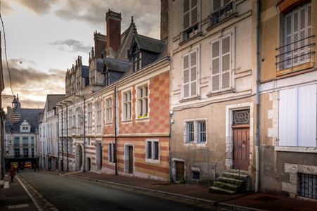 Blois, France - December 26, 2020: Typical old buildings in the city of Blois in Franceのeditorial素材