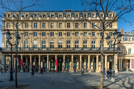 Paris, France - March 31, 2021: Entrance of Comedie Francaise, nice theater in Parisのeditorial素材