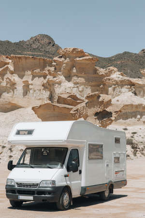 Erosion of Bolnuevo by motor home, Mazarron, Murcia, Spainの写真素材