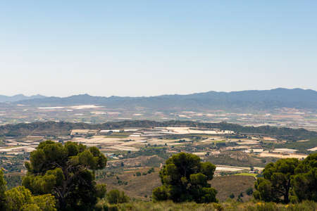 Fields and crops with numerous greenhouses in the Spanish region of Murcia, famous for its paprika.