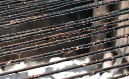 barbecue grill texture photo after grillingの写真素材