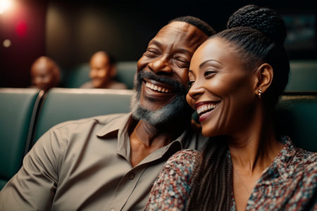 cute african american couple at the cinema. generated by AIの素材