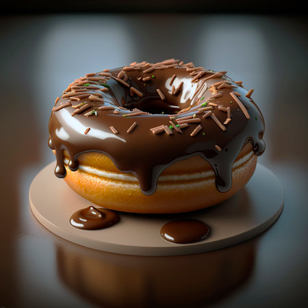 close up image of covered and decorated donut.generative by aiの素材