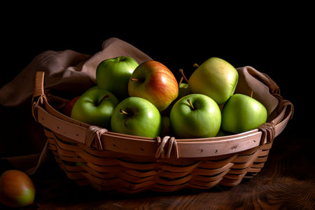 photo still life of basket with applesの写真素材