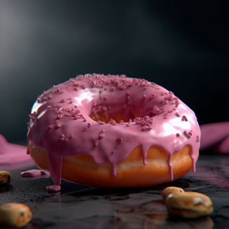 tasty donut with pink glazeの素材