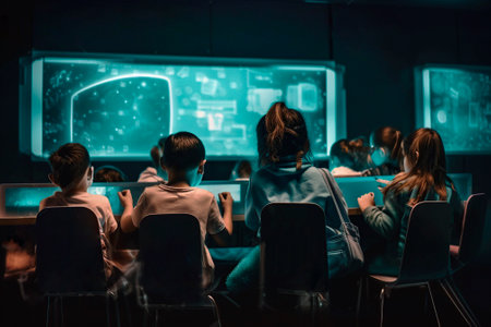 kindergarten class in high-tech classroom. AI generatedの素材