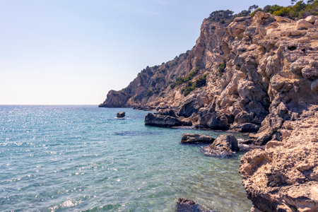 view of rocky area by the seaの写真素材
