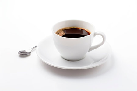 cup of coffee on a plate on a white background. generated by AIの素材