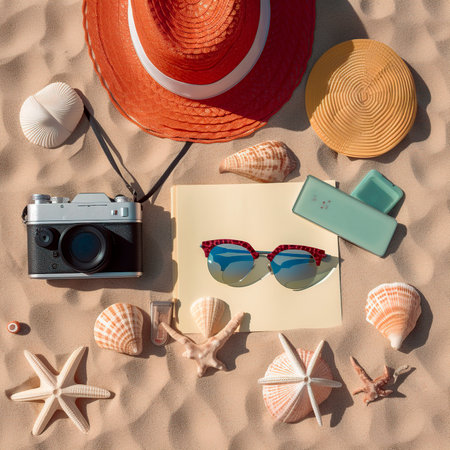 beach concept objects, seen from above.の素材