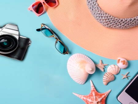 beach concept objects, seen from above.の素材