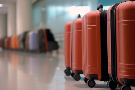 luggage at airport terminal.の素材