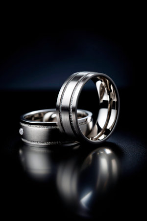 two isolated wedding rings. marriage conceptsの素材