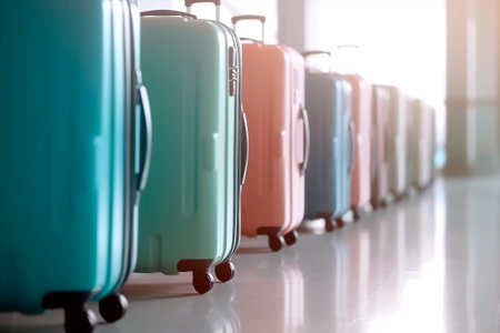 bags at airport terminal.の素材
