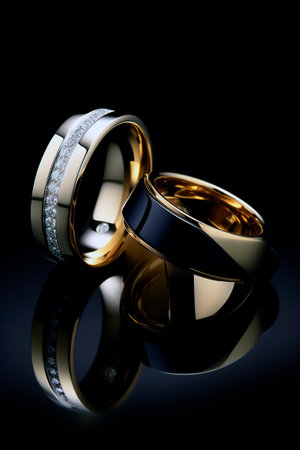 two isolated wedding rings. marriage conceptsの素材