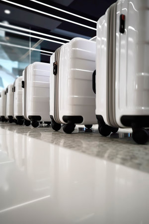 luggage at airport terminal.の素材