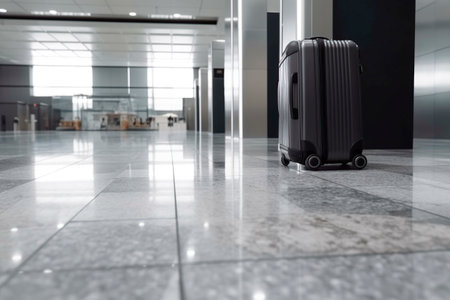 suitcase alone in terminal.の素材