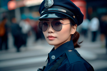 Asian policewoman in uniformの素材