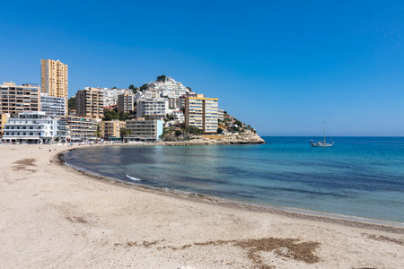 view of finestrat beach in alicante spainの写真素材