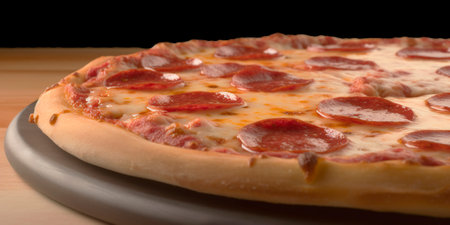 delicious pizza with lots of cheese and pepperoniの素材