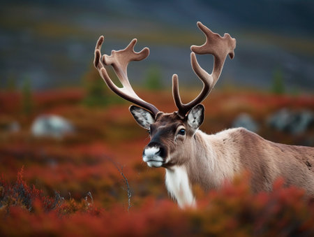 beautiful reindeer in the wild and in freedomの素材